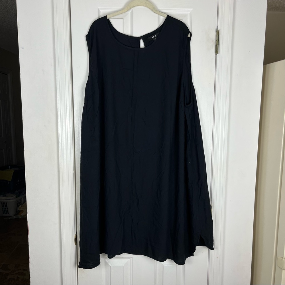 Ellos 4X Plus Size Minimalist Black Sleeveless Shift Dress